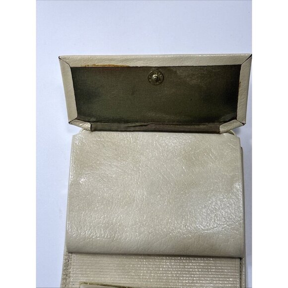 Vintage BUXTON DuoFold Wallet Cream Cowhide Leather Cards License Kiss Lock - Picture 7 of 13